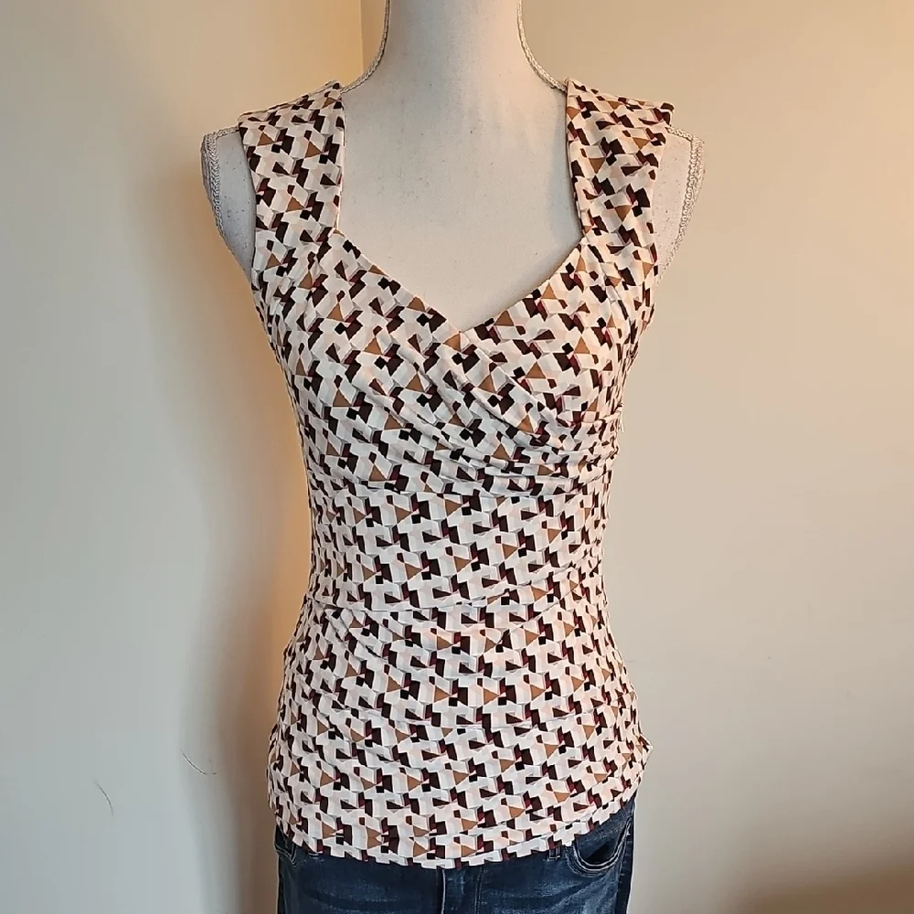 White House Black Market Multicolor Geometric Tank Top - Picture 1 of 7